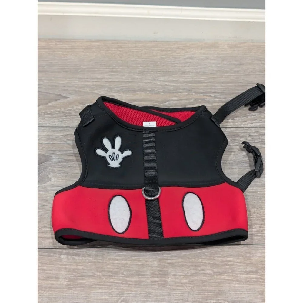 Disney Tails Large Mickey Mouse Dog Harness Costume Red Black Soft Vest Sz L